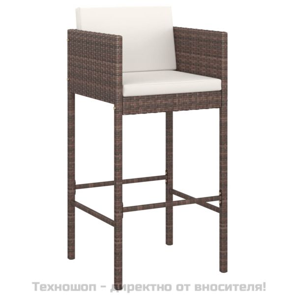 Градински бар комплект с възглавници 5 части кафяв полиратан