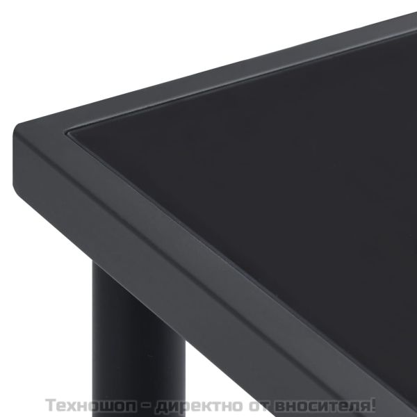 Градински трапезен комплект 9 части черен стомана и текстилен