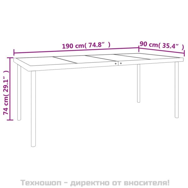 Градински трапезен комплект 9 части черен стомана и текстилен