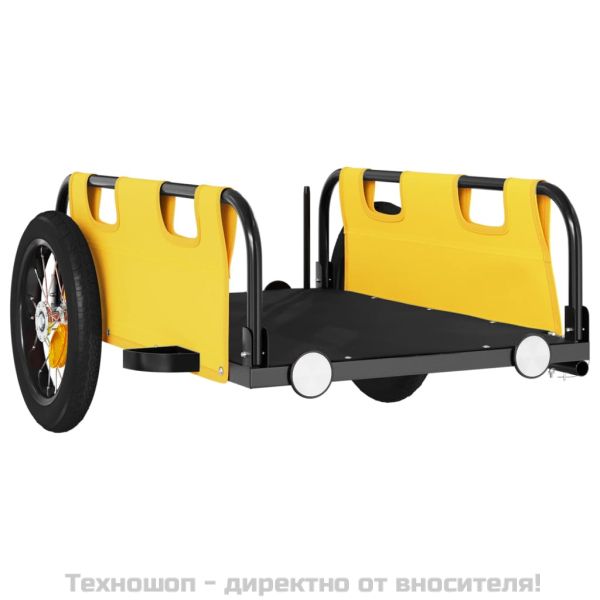 Ремарке за колело, жълто, Оксфорд плат и желязо