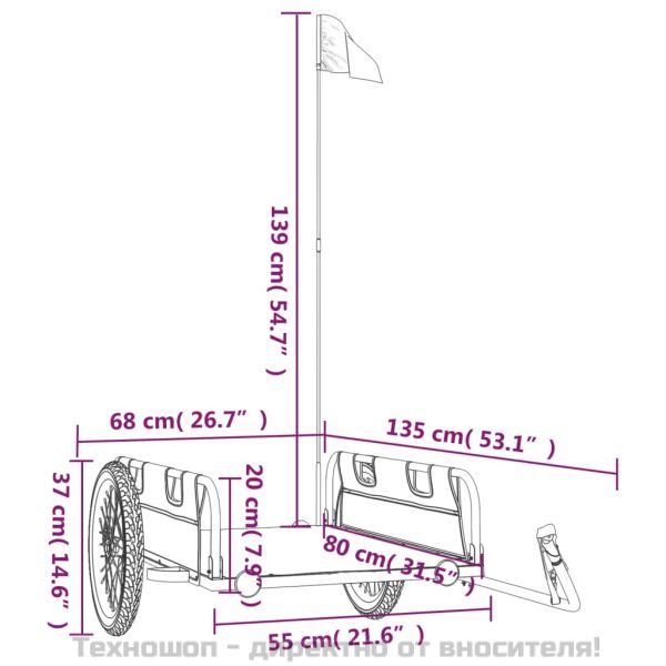 Ремарке за колело, черно, Оксфорд плат и желязо