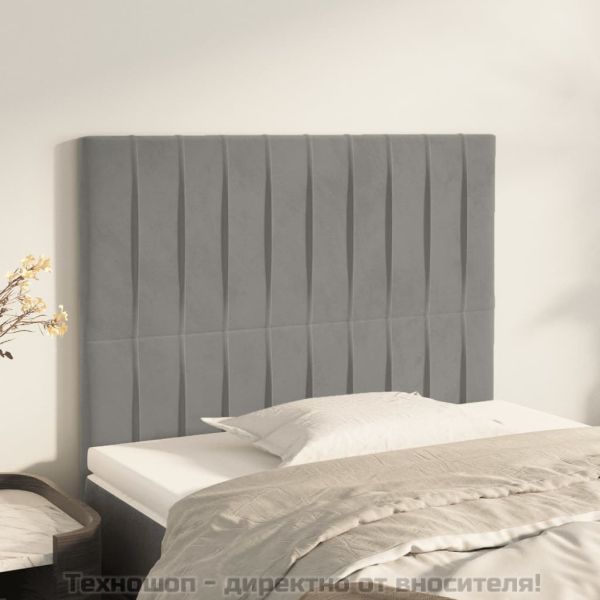 Табла за легло, светло сива, 80x5x118/128 см, кадифе