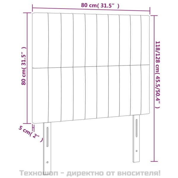 Табла за легло, тъмносива, 80x5x118/128 см, кадифе