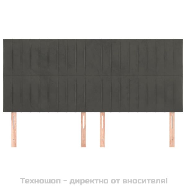 Табла за легло, тъмносива, 160x5x118/128 см, кадифе