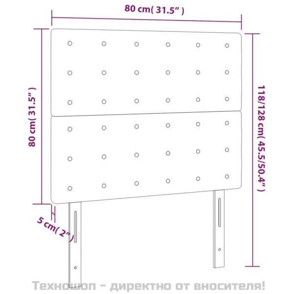 Табла за легло, тъмносива, 80x5x118/128 см, кадифе