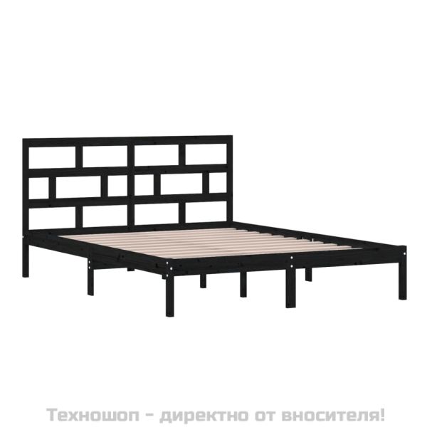 рамка за легло черно 150x200 см King Size масивно дърво