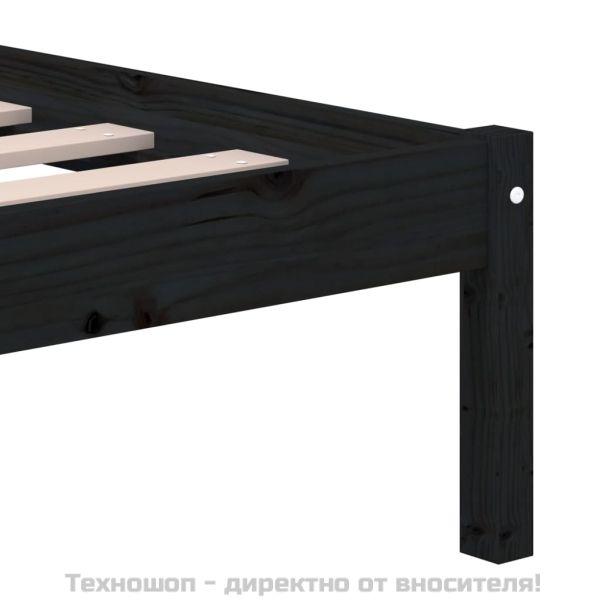 рамка за легло черно 150x200 см King Size масивно дърво