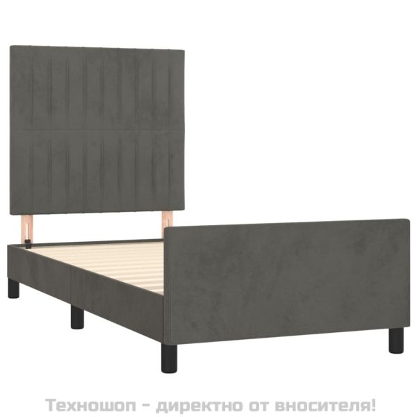 Рамка за легло без матрак, тъмносива, 80x200 см, кадифе