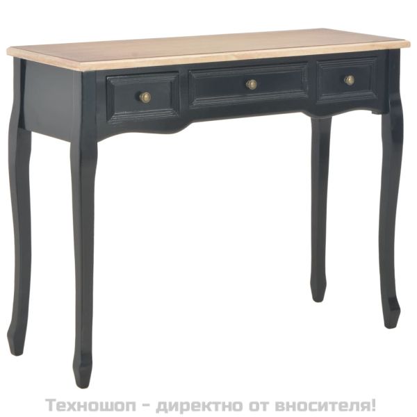 Конзолна тоалетна маса с 3 чекмеджета, черна