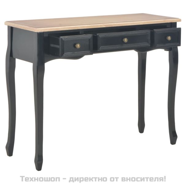 Конзолна тоалетна маса с 3 чекмеджета, черна