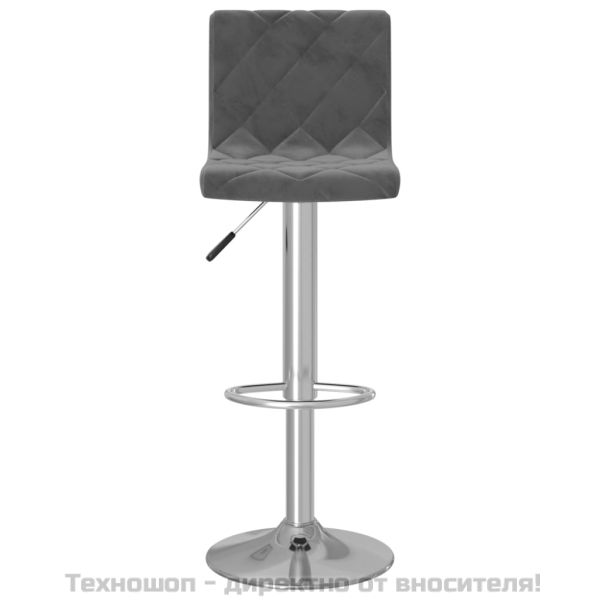 Бар табуретки, 2 бр, тъмносиви, кадифе