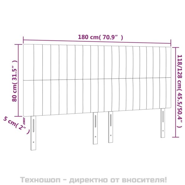 Табла за легло, розова, 180x5x118/128 см, кадифе