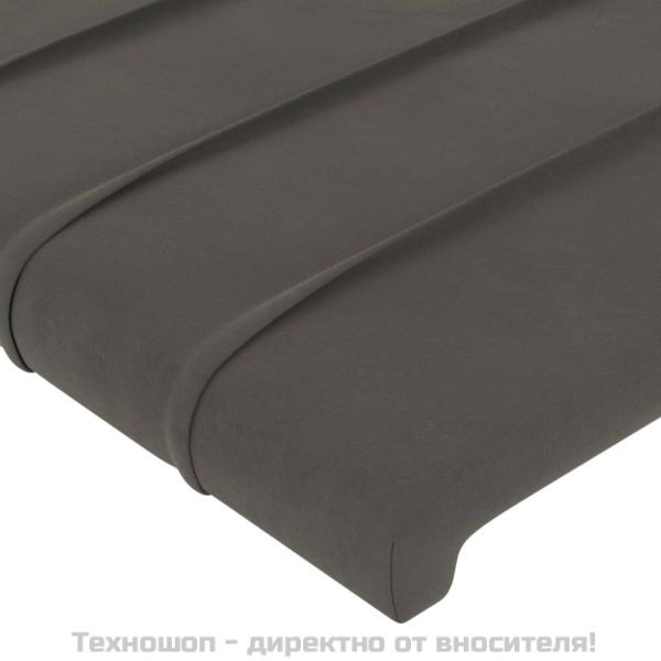 Табла за легло, тъмносива, 144x5x118/128 см, кадифе