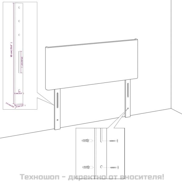 Табла за легло, светло сива, 90x5x118/128 см, плат