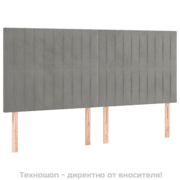 Табла за легло, светло сива, 160x5x118/128 см, кадифе