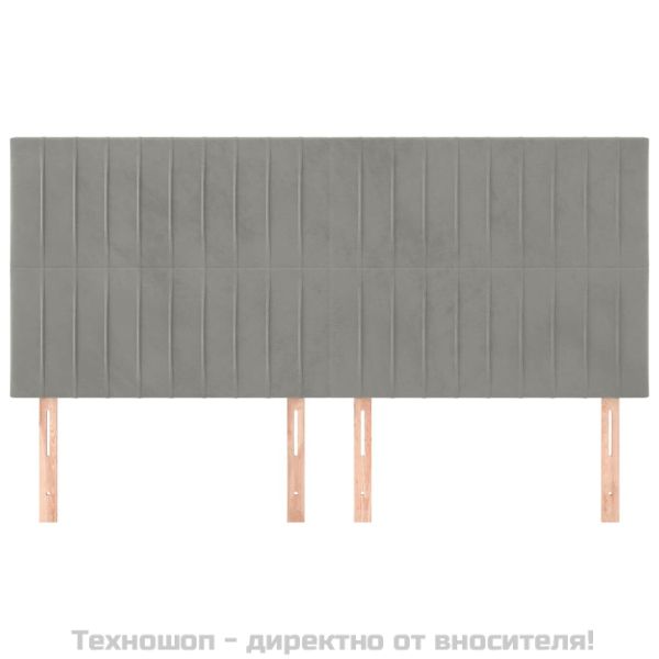 Табла за легло, светло сива, 160x5x118/128 см, кадифе