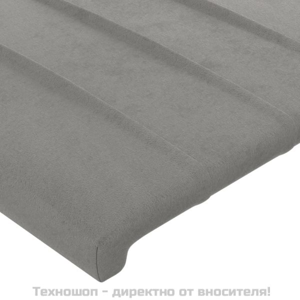 Табла за легло, светло сива, 160x5x118/128 см, кадифе