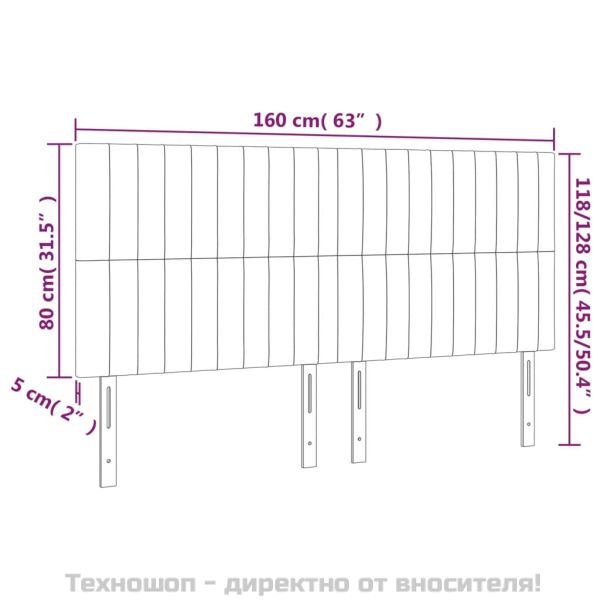 Табла за легло, светло сива, 160x5x118/128 см, кадифе
