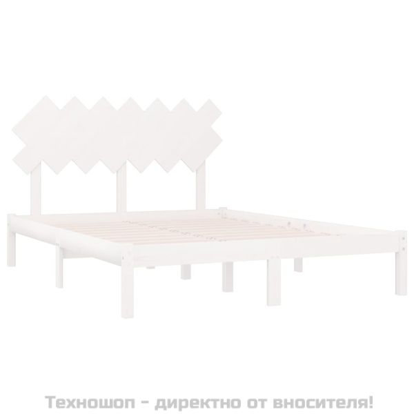 рамка за легло бяло 150x200 см King Size масивно дърво