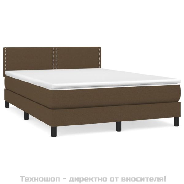 Боксспринг легло с матрак, тъмнокафяво, 140x200 см, плат