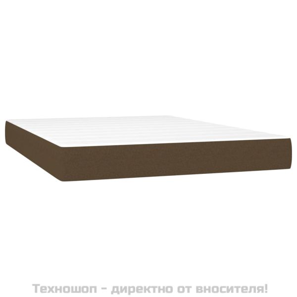 Боксспринг легло с матрак, тъмнокафяво, 140x200 см, плат