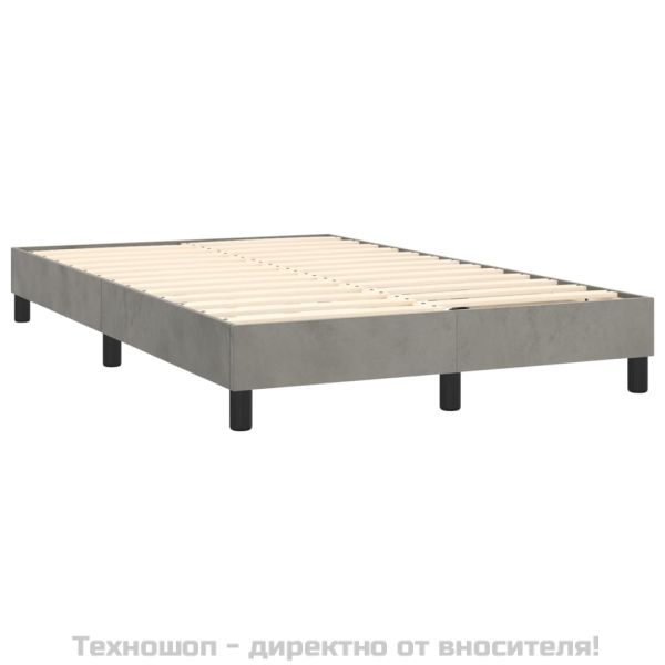 Боксспринг легло с матрак, светлосиво, 120x200 см, кадифе