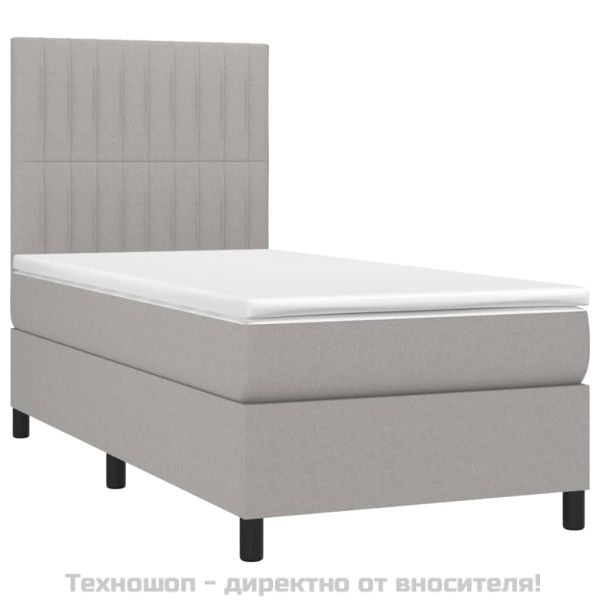 Боксспринг легло с матрак, светлосиво, 90x200 см, плат