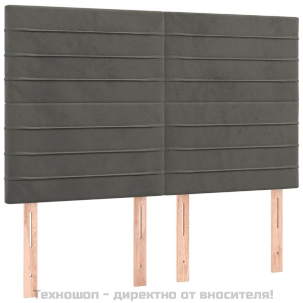 Рамка за легло без матрак, тъмносива, 140x190 см, кадифе