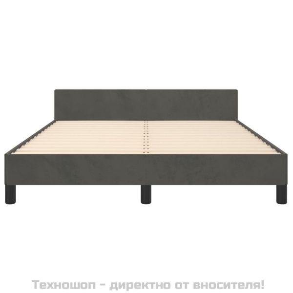 Рамка за легло без матрак, тъмносива, 140x200 см, кадифе