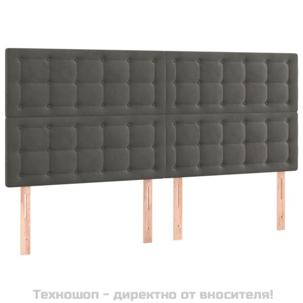 Рамка за легло без матрак, тъмносива, 200x200 см, кадифе