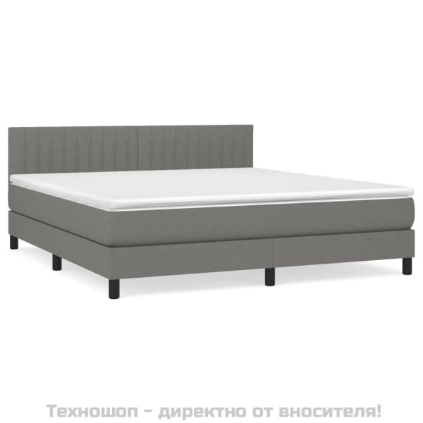Боксспринг легло с матрак, тъмносиво, 180x200 см, плат