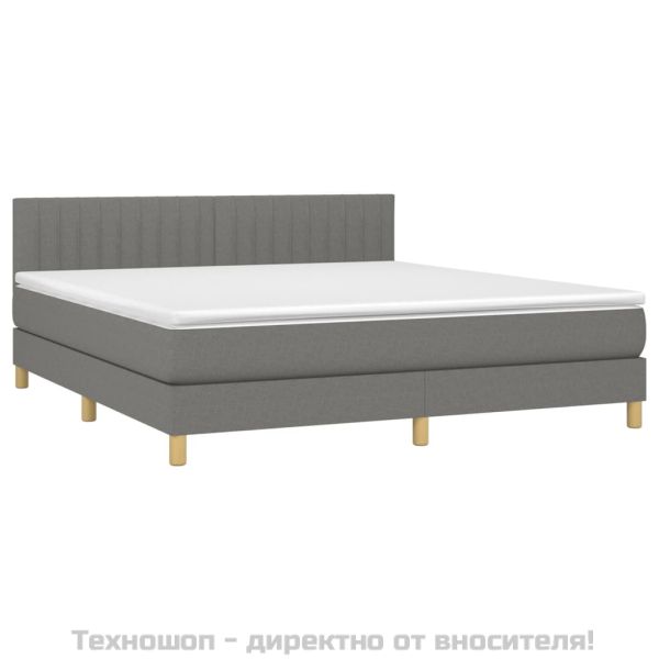 Боксспринг легло с матрак, тъмносиво, 180x200 см, плат