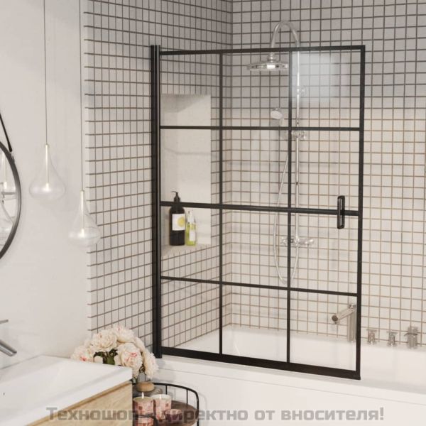 Душ параван, ESG стъкло, 100x140 см, черен