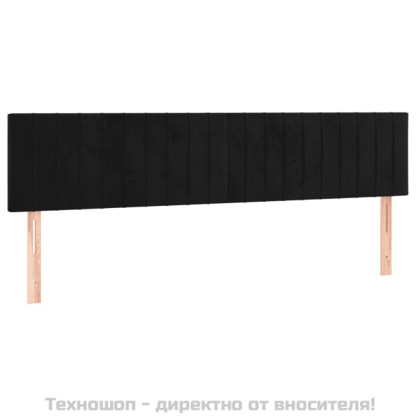 Табла за легло, черна, 180x5x78/88 см, кадифе