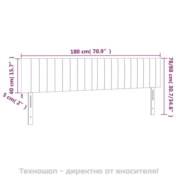 Табла за легло, черна, 180x5x78/88 см, кадифе