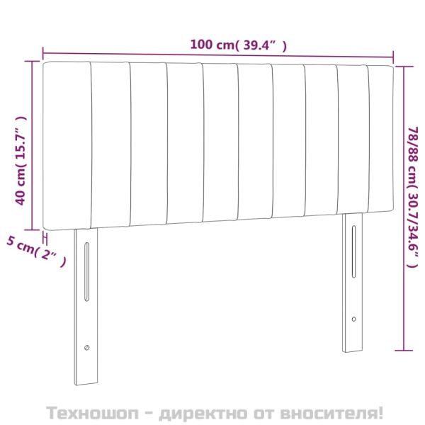 Горна табла за легло, светлосива, 100x5x78/88 см, кадифе