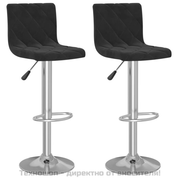 Бар табуретки, 2 бр, черни, кадифе
