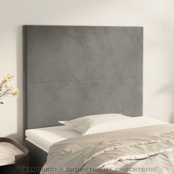 Табла за легло, светло сива, 100x5x118/128 см, кадифе