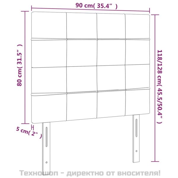 Табла за легло, светло сива, 90x5x118/128 см, плат