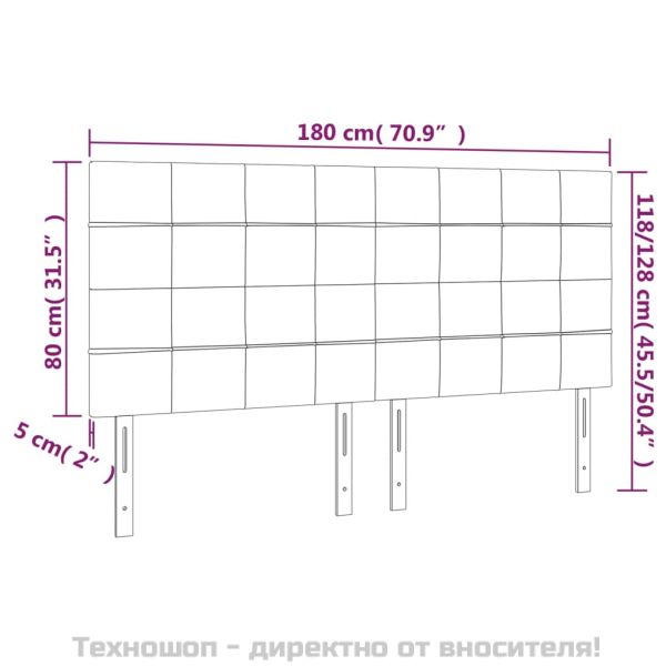 Табла за легло, светло сива, 180x5x118/128 см, плат