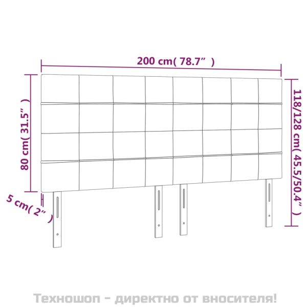 Табла за легло, черна, 200x5x118/128 см, плат