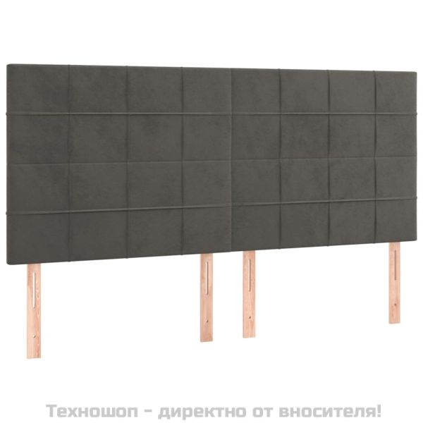 Табла за легло, тъмносива, 180x5x118/128 см, кадифе