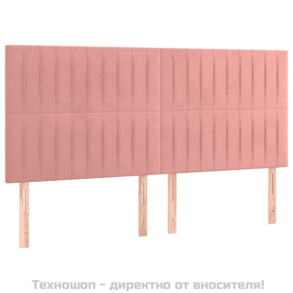 Табла за легло, розова, 200x5x118/128 см, кадифе