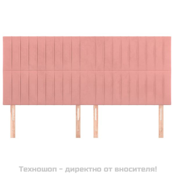 Табла за легло, розова, 200x5x118/128 см, кадифе