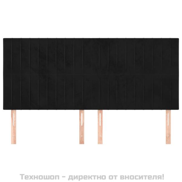 Табла за легло, черна, 200x5x118/128 см, кадифе