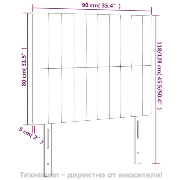 Табла за легло, тъмносива, 90x5x118/128 см, кадифе
