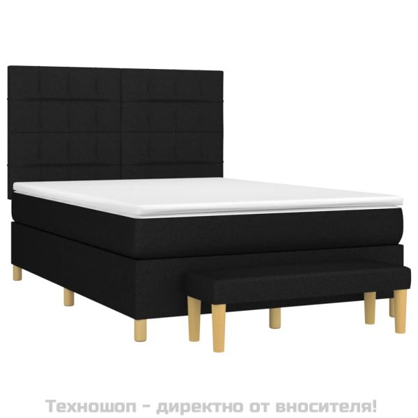 Боксспринг легло с матрак, черно, 140x200 см, плат