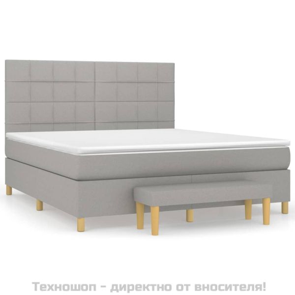 Боксспринг легло с матрак, светлосиво, 180x200 см, плат