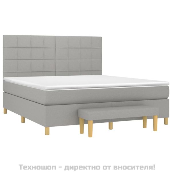 Боксспринг легло с матрак, светлосиво, 180x200 см, плат