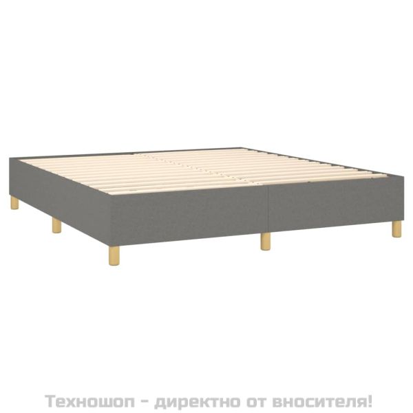 Боксспринг легло с матрак и LED, тъмносиво, 160x200 см, плат